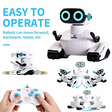 ALLCELE Fernbedienung Roboter Spielzeug für Jungen und Mädchen, RC Elektro Spielzeug mit Fernbedienung Griff, LED-Augen und flexiblen Arme, Ideale Weihnachten Geburtstag Geschenke für Kinder 6+ (Weiß) - 2