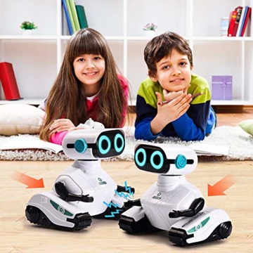 ALLCELE Fernbedienung Roboter Spielzeug für Jungen und Mädchen, RC Elektro Spielzeug mit Fernbedienung Griff, LED-Augen und flexiblen Arme, Ideale Weihnachten Geburtstag Geschenke für Kinder 6+ (Weiß) - 6