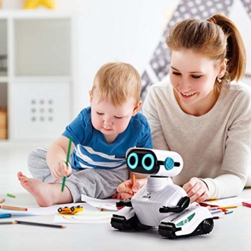 ALLCELE Fernbedienung Roboter Spielzeug für Jungen und Mädchen, RC Elektro Spielzeug mit Fernbedienung Griff, LED-Augen und flexiblen Arme, Ideale Weihnachten Geburtstag Geschenke für Kinder 6+ (Weiß) - 7