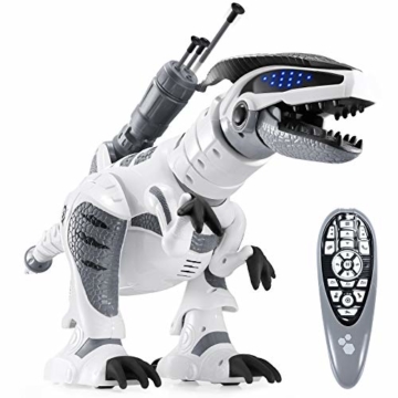 ANTAPRCIS RC Ferngesteuert Dinosaurier Roboter, Programmierbar Dino mit Licht und Sound, Intelligent Interaktive Spielzeug mit Brüllen, Tanz- und Schussfunktion für Kinder Jungen Mädchen Geschenk - 1
