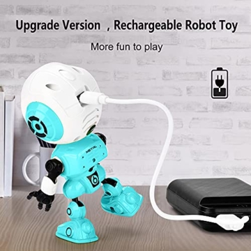 FUTU SMART Wiederaufladbares Mini Roboter Spielzeug für Jungen Mädchen ab 3, 4, 5, 6 Jahre, pädagogischer interaktiver sprechender Spielzeug Roboter, Kinder Geburtstags Geschenk (Blau) - 2