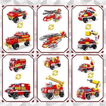 HOGOKIDS City Roboter Baukasten Konstruktionsspielzeug - 591 PCS Feuerwehrauto-Fahrzeugsatz 13 in 1 kreative STEM Pädagogisches Bausteine Spielzeug ab 6 7 8 9 10+ Jahren Jungen Geschenk - 3