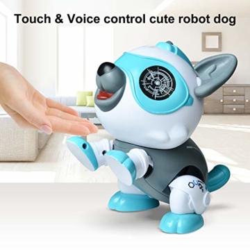 STEM Roboter Hund Spielzeug Tier mit Knochen, Pädagogische und Interaktives Spielzeug für 3 Jahre Mädchen und Jungen, Intelligente Maschine Welpe mit Kinder Intelligenz, Touch- und Sprachsteuerung - 3